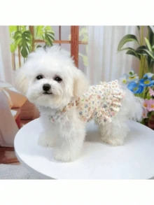 1 buah Gaun Hewan Peliharaan Lembut, Pakaian Kucing & Anjing Gaya Putri, Gaun Musim Panas Bermotif Bunga yang Bernapas, Cocok untuk Anjing Poodle, Teddy, Bichon Frise untuk Dipakai di Musim Semi dan Musim Panas - MultiWarna - View 3