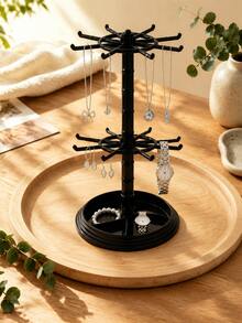 1pc 2/3 Layer Rotating 16-Hook Storage Rack, Adjustable Lower Layer Spacing Keychain Display Stand, Multi-Layer Entryway Storage Rack, Suitable For Keys, Glasses, Jewelry, Small Accessories, Convenient Home Entryway Storage Rack - Multicolor - View 1