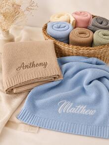 Personalized Embroidered Name Blanket, Baptism Birthday Gift, Back To School Blanket, Multiple Embroidery Thread Colors Available, Unique One-Of-A-Kind Keepsake, Customized Keepsake - Multicolor - View 6