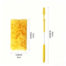 5/2/1pc Yellow Flexible Bendable Retractable Microfiber Feather Duster, Washable Reusable Anti-Scratch Static Dusting Brush With Long Retractable Handle, Home Cleaning Tool For Ceiling Fans, High Ceilings, Corners, Blinds, Furniture - A - View 5