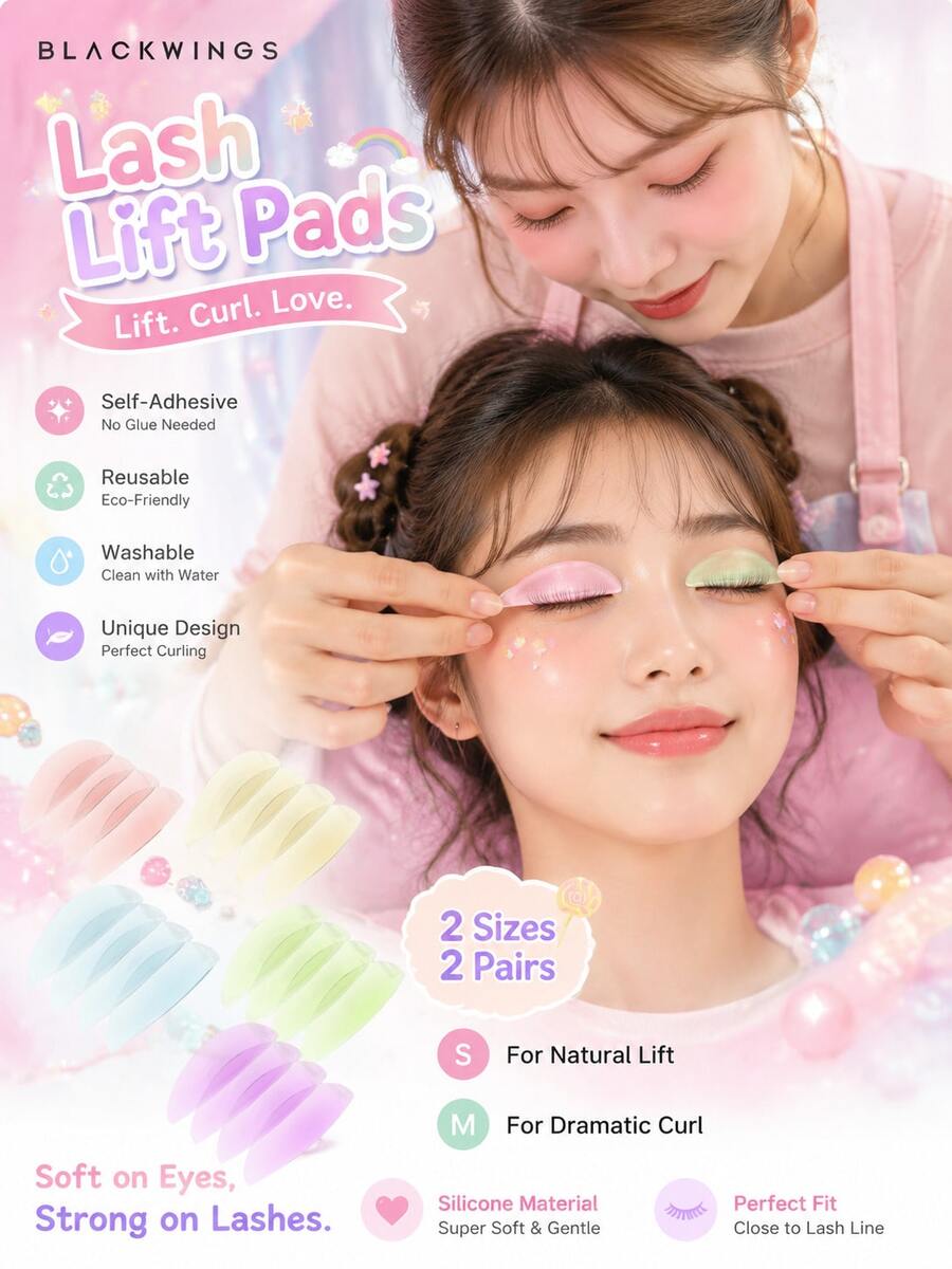 BLACKWINGS 2 Pasang Kit Pengangkat Bulu Mata Emas yang Dapat Digunakan Kembali, Bantalan Pengeriting Bulu Mata, Bantalan Pengangkat Bulu Mata Silikon, Penjepit Bulu Mata, Aplikator, Alat Pengangkat Bulu Mata, Larutan Pengeriting Bulu Mata, Set Alat Pengeriting Bulu Mata, Klip Bulu Mata Silikon, Batang Pengangkat Bulu Mata, Alat Kecantikan Rias Wajah, Aksesoris Rias Wajah, Bantalan Pengangkat Bulu Mata - Emas - View 1