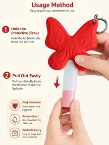 Embossed Butterfly Heart Lips Silicone Lipstick Holder, Portable Hanging Clip Lip Gloss Lipstick Protective Storage Case, Multi-Functional Keychain Lipstick Holder, Creative Hanging Ornament For Backpack And Girl's Bag, Cute Niche Gift For Students And Best Friends - Multicolor - View 11