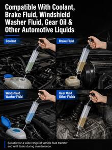 Dual-Use Oil & Fluid Suction And Filling Tool For Cars And Motorcycles, Manual Liquid Extraction And Filling Injection Pump, Manual Vacuum Pump For Engine Oil, Brake Fluid, Transmission Fluid, Coolant, Automotive Maintenance And Repair Injection Tool - A - View 7