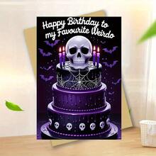 Gothic Style Birthday Card: Unique Gothic Theme Skull And Bat Design Single Birthday Card | Fun Romantic Birthday Card With Envelope - 4.33 Inches X 6.29 Inches, Perfect For Friends, Family And Loved Ones - Birthday Party Decoration - Sets - View 14