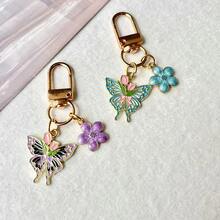 1pc Floral Butterfly KC Gold Keychain / Exquisite Versatile Keychain / Personalized Gift For Others - Multicolor - View 6