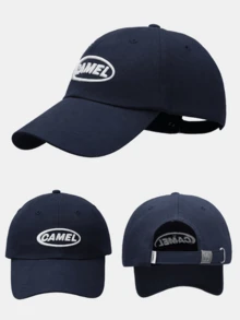 CAMEL CROWN Unisex Embroidered Baseball Cap, Wide Brim Baseball Hat, Face-Slimming Design - Navy Blue - View 3