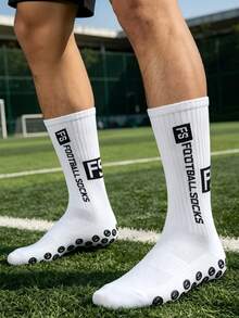 1/2/3/4 pares de calcetines de fútbol con patrón FS, amortiguadores, cómodos, resistentes al desgaste, calcetines deportivos adecuados para fitness al aire libre y baloncesto - Multicolor - Ver 3