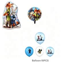 Cartoon Animal Balloon Set, Nick And Judy Foil Balloons, Printed Round Balloons And Latex Balloons, Birthday, Halloween, Thanksgiving, Christmas Holiday Home Scene Decoration Party Decor - As Shown In the Figure - View 4