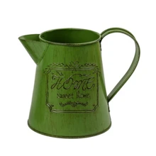 Vintage Metal Pitcher Vase - Rustic Farmhouse Flower Pot For Home Decor, "Home Sweet Home" Decorative Jug, Mustard Yellow Distressed Finish For Table Centerpiece - Retro - View 9