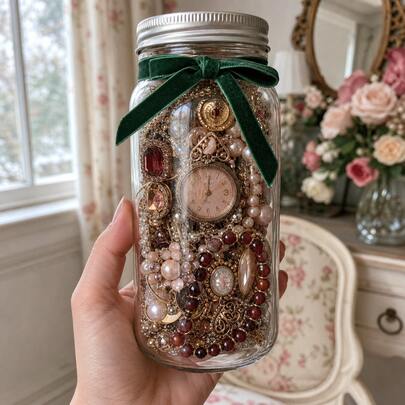 Elegant Surprise Vintage Silver Mystery Jewelry Storage Jar Gift Set 15pc T9143 RJ-TS-143-RJ0728