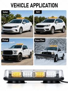 GLANBERT [Upgraded Version] 48 LED Roof Top Strobe Light, High Visibility Emergency Safety Warning LED Mini Strobe Light Bar With Magnetic Base, Suitable For 12-24V Snow Plow, Truck, Construction Vehicles - Multicolor - View 12