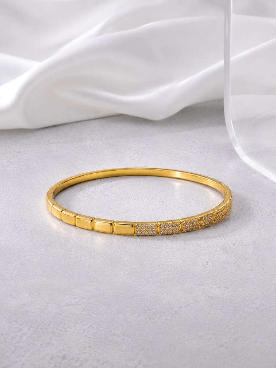 1pc Fashion Minimalist High-End Segmented Block Patchwork Exquisite Bracelet, Geometric Cool Texture Women's Daily Commute, Birthday Gift Exquisite Jewelry Accessory - Bracelet - View 1