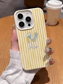 1件 白色與黃色條紋調酒風極簡個性化 TPU 防震全包覆手機殼，適用於 Apple 17 16 15 14 13 12 11 Pro Max Air 及系列 - 彩色 - 查看 3
