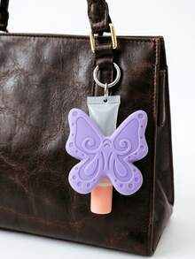 Embossed Butterfly Heart Lips Silicone Lipstick Holder, Portable Hanging Clip Lip Gloss Lipstick Protective Storage Case, Multi-Functional Keychain Lipstick Holder, Creative Hanging Ornament For Backpack And Girl's Bag, Cute Niche Gift For Students And Best Friends - Multicolor - View 1