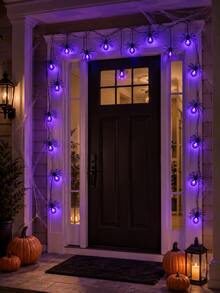 1pc Halloween Spider LED String Light, Battery Box Powered 5m 15 LEDs Purple Spider Fairy Light For Halloween Party Bedroom Living Room Window Indoor Decor - Purple color light - View 6
