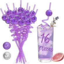 16pcs Reusable Disco Ball Straws, 70s Disco Party Decoration Mirror Ball Spiral Pattern Straws, Assorted Spiral Pattern Straws, Suitable For Bachelorette Party, Holiday, Wedding, Birthday Party Decoration, Party Supplies - Multicolor - View 14