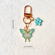 1pc Floral Butterfly KC Gold Keychain / Exquisite Versatile Keychain / Personalized Gift For Others - Multicolor - View 7