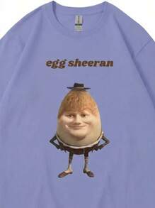 Tops De MujerStreetwear Funny Egg Ed Sheeran Meme Graphic T Shirt Breathable Casual Short Sleeve Men Women Tee Shirts Oversized GiftLoose And Comforta - 紫色 - 查看 1