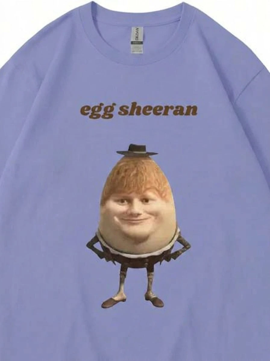 Tops De MujerStreetwear Funny Egg Ed Sheeran Meme Graphic T Shirt Breathable Casual Short Sleeve Men Women Tee Shirts Oversized GiftLoose And Comforta - 紫色 - 查看 1