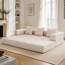 Modular Chenille Block Sofa – Super Soft, Freely Combinable With Side Pockets For Storage And Non-Slip Bottom - 米色 - 查看 1