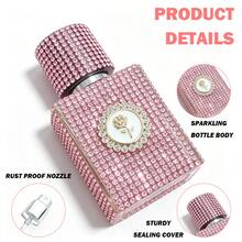 1PC 1.01oz Pink Gold Refillable Luxury Rhinestone Spray Bottle, Glass Perfume Container, Glass Perfume Atomizer, Travel Perfume Bottle, Suitable For Toner, Perfume, Shopping, Travel, Party, Daily Use - Multicolor - View 2