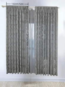 1pc Floral-Patterned Sheer Curtains; Lightweight, Gray Semi-Blackout Curtains; Decorative Curtains Suitable For Living Rooms And Bedrooms - Grey - View 11