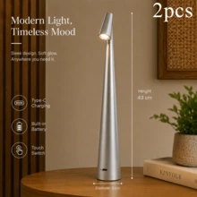 1件/2件可充電無線LED檯燈，3段調光觸控檯燈，現代極簡便攜床頭燈，適用於臥室、餐廳與辦公室 - 白紅光 - 查看 38