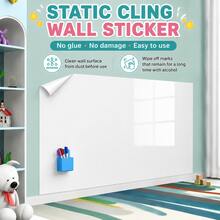 1 Roll Non-Adhesive Electrostatic Adsorption Green & White Chalkboard Wall Sticker, Office Home Decor Message Board - A - View 1