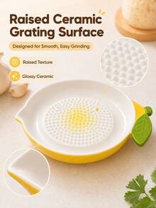 1/3pcs Fruit Shaped Ceramic Garlic Grinder Set, Garlic & Ginger Grater With Silicone Garlic Peeler And Cleaning Brush Dip Sauce Dish, Multi-Functional Kitchen Tool For Garlic, Ginger, Carrot, Yam, Butter, Housewarming Gift - Fruit-shaped Ceramic Garlic Press - View 5