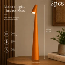 1件/2件可充電無線LED檯燈，3段調光觸控檯燈，現代極簡便攜床頭燈，適用於臥室、餐廳與辦公室 - 白紅光 - 查看 41