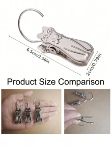 Cute Cat Shower Curtain Hooks Metal Curtain Clips Decorative Bathroom Hanging Clips Suitable For Shower Curtain Hanging, Curtain Fixing, Laundry Cloth Hanging, Home Fabric Decoration - Multicolor - View 6