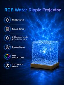 1pc Cylindrical Water Ripple Projection Lamp, Colorful Ocean Wave Light Night Light | Suitable For Bedroom, Bedside, Dorm, Room Decor | USB Powered - Multicolor - View 11