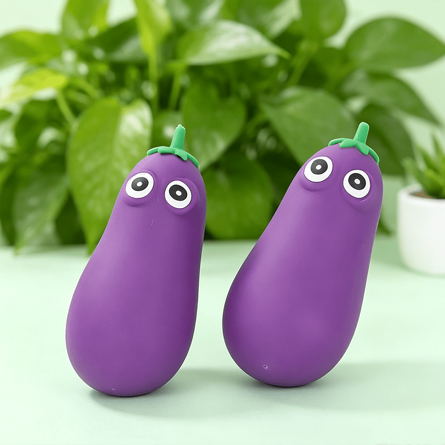 Tachimi 1 peça brinquedo apertável em forma de beringela, material TPR macio, efeito de recuperação lenta tipo gelatina, brinquedo sensorial para mãos com alívio de stress, mini marca, presente para festa infantil, presente para o Dia da Independência, brinquedo macio, envio aleatório