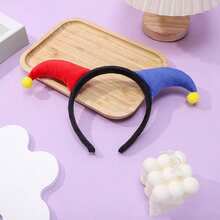 1pc Halloween Red & Blue Colorblock Headband, Circus Funny Cosplay Hair Hoop, Adult Unisex Party Costume Accessory - Multicolor - View 14