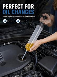 200/500cc Manual Oil Fluid Injection Pump, Dual Function Extraction And Injection, Suitable For Engine Oil, Brake Fluid And Gear Oil, With Extension Tube (Car/Motorcycle), Handheld Syringe-Style Oil Change Pump, Used For Engine Oil, Brake Fluid, Coolant Replacement - A - View 5