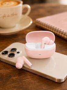 Bright Pink Bluetooth 5.4 TWS In-Ear Earbuds, Ergonomic Lightweight Skin-Friendly Ear Tips, 13MM Large Driver, Hi-Fi Stereo, 10m Stable Signal, Suitable For Commuting, Studying, Fitness, Travel, Cute Aesthetic Accessory, Perfect Birthday Gift - View 9