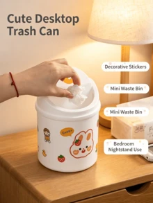 DIY Decorative Mini Desktop Trash Can, Swing Lid Desktop Waste Container, Portable Small Garbage Bin, Suitable For Student Dorms, Living Room Side Tables, Travel RV Interiors, Craft Workstation Waste Collection - Multicolor - View 2