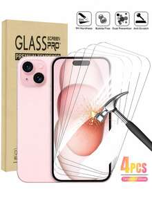 4pcs High Definition Full Coverage Tempered Glass Screen Protector, Compatible With IPhone 17/16/16e/16Pro/15/15Pro/14/Promax/11/X/Xs/7/8Plus Series, 9H Hardness, Anti-Scratch Protection, Screen Protector, Mobile Phone Screen Protector - 4pcs - View 35