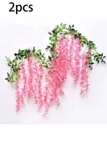 1/2pcs Artificial Wisteria Vine, Durable Plastic Faux Wisteria Flower Garland Hanging Decor, Suitable For Year-Round Wedding Decoration, Indoor/Outdoor Commercial Decoration - Multicolor - View 12