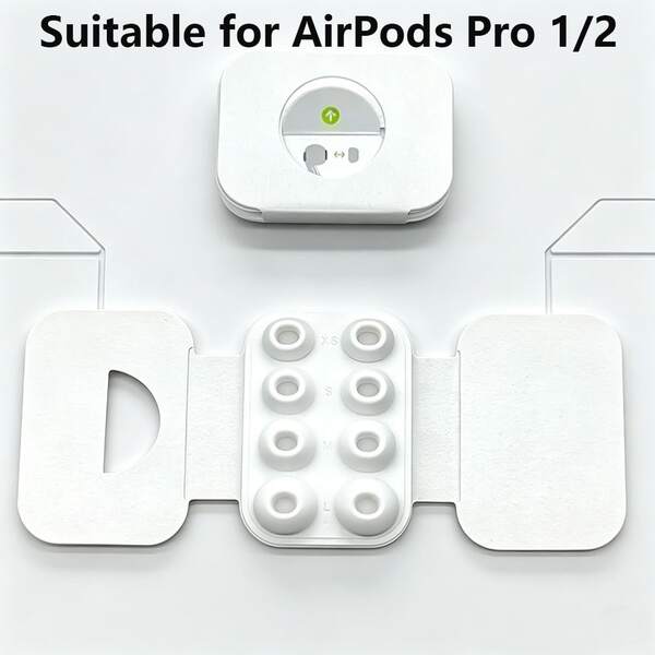 Earphone Caps Compatible With Apple Earphones, Extra Small, Small, Medium, Large, Compatible With AirPods Pro 1/2