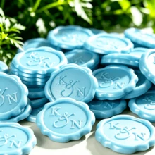 200件/300件客製化蠟封印章，個性化蠟封貼紙，手工蠟封貼紙，自黏式蠟封貼紙，婚禮信件蠟封 - 彩色 - 查看 3
