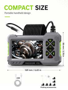 工業內視鏡攝影機,4.3 吋 IPS 螢幕,IP67 防水,2600mAh Type-C 可充電,5m/16.4ft 纜線,附磁鐵、掛鉤、側鏡,適用於管道檢查、汽車維修、HVAC、汽車診斷,男士設備 - A - 查看 8