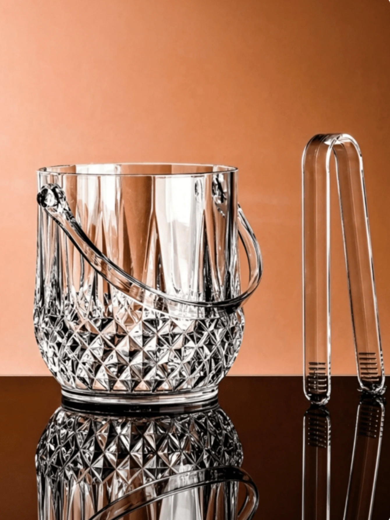 Elegant Transparent Ice Bucket With Handle And Ice Tongs - Stylish Portable Beverage Cooler For Parties, Events, Outdoor Activities, Camping, And An Ideal Gift For Father - View 1