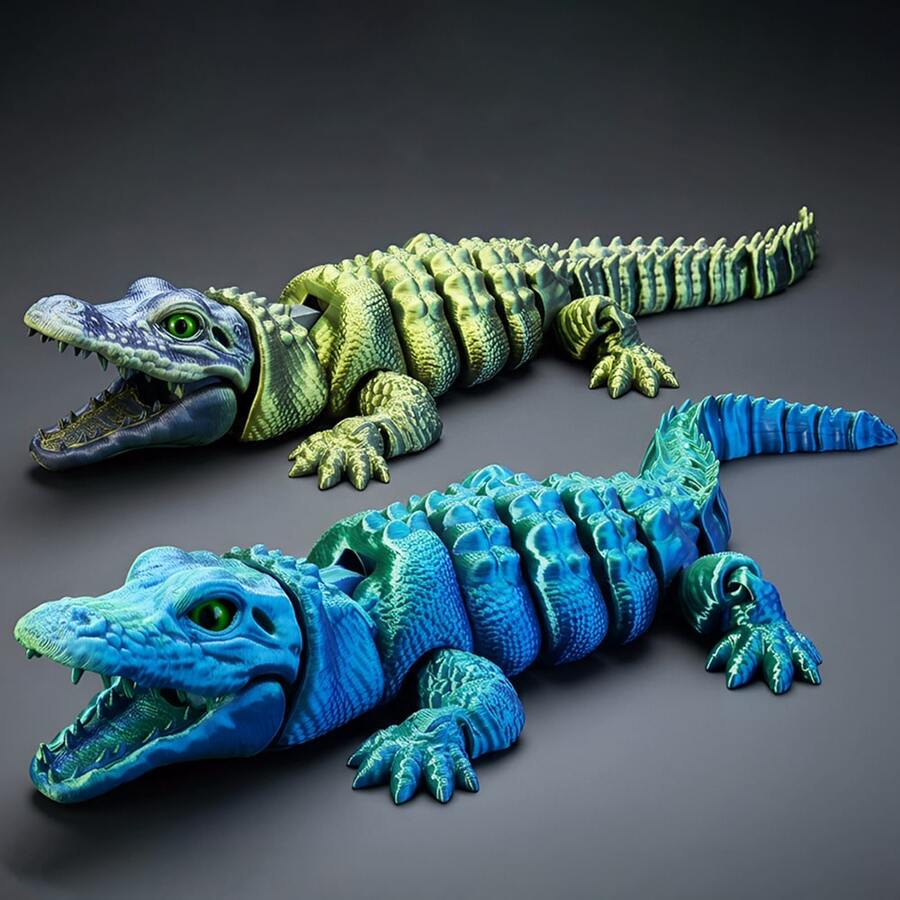 Extra Large Crocodile Plush Model Ornament | 64cm Large Size, Gold Noble, Black Powerful, Artistic Decor "Collector's Choice" Study Living Room Luxury Decoration | Suitable For Home Decor, Home Decoration, Desktop Display - Multicolor - View 1