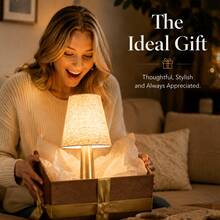 LED Wireless Fabric Shade Table Lamp, USB Rechargeable, 3 Color Light Modes/Stepless Dimming - Touch Switch Control, Ambient Bedside Night Light, Handmade Fabric Shade, Luxury Soft Decor, Suitable For Couple Dinner/Coffee Table/Dining Table/Bedside Cabinet/Living Room/Bedroom - Desk Lamp - View 9