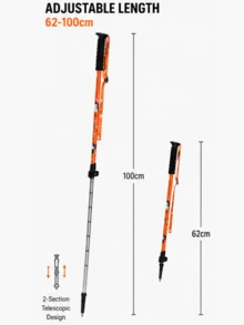 CAMEL CROWN Professional Aluminum Alloy Outdoor Children's Hiking Poles, Trekking Sticks, Telescopic Lightweight Folding Canes - Sunny Orange - View 3