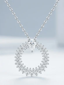 1 pieza Collar de Plata de Ley 925 con Moissanita Color D, Joyería Elegante y de Lujo, Regalo Adecuado para Compromiso, Boda, Aniversario, Cumpleaños, Navidad - Plateado - Ver 7