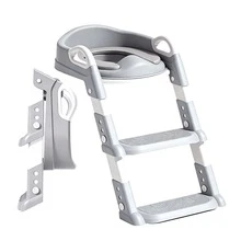 Asiento Escalón de Inodoro para Baño Niños y Bebés - Taburete de Entrenamiento - Gris Claro - Ver 11