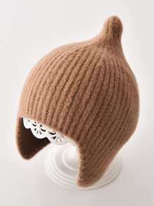 1pc Boys Autumn/Winter New Pointed Knit Hat, Girls Ear-Protection Candy Color Beanie, Suitable For Outdoor Activities - Multicolor - View 9