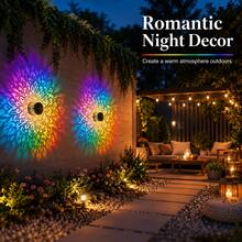 2 Pack Solar Outdoor Projection Lights, Colorful Mandala Pattern Solar Wall Lights, Decorative Projector Lamp, Solar Powered Outdoor Atmosphere Lighting for Patio, Fence, Garden, Yard, Walkway Decor - Multicolor - Ver 6